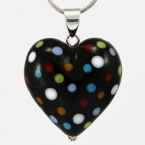 Colored Dots on Black Glass Heart